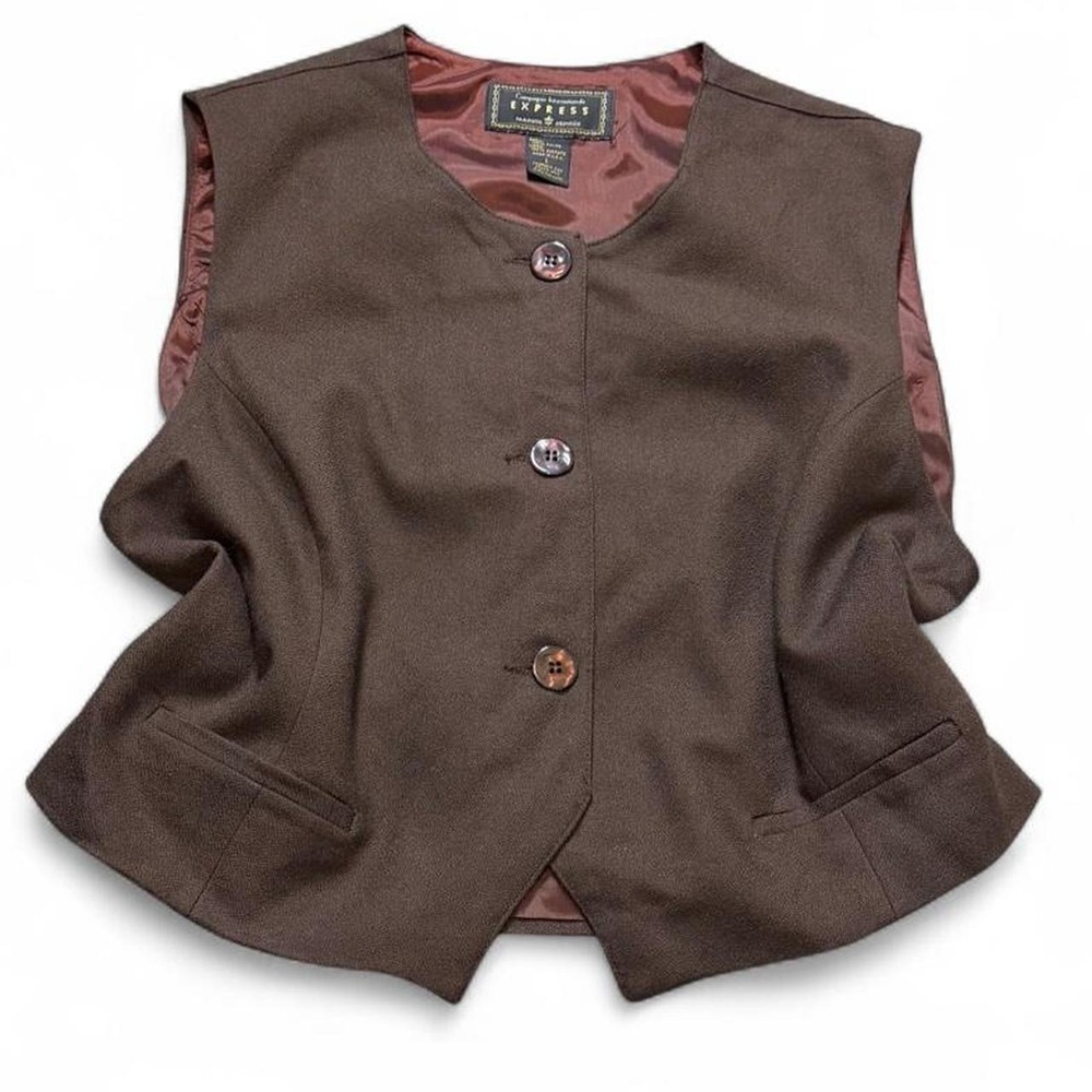 Vintage 90s Express Chocolate Brown Button Front Vest, Women's Size L
